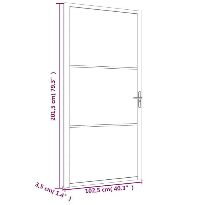 Binnendeur 102,5x201,5 cm ESG-glas en aluminium wit