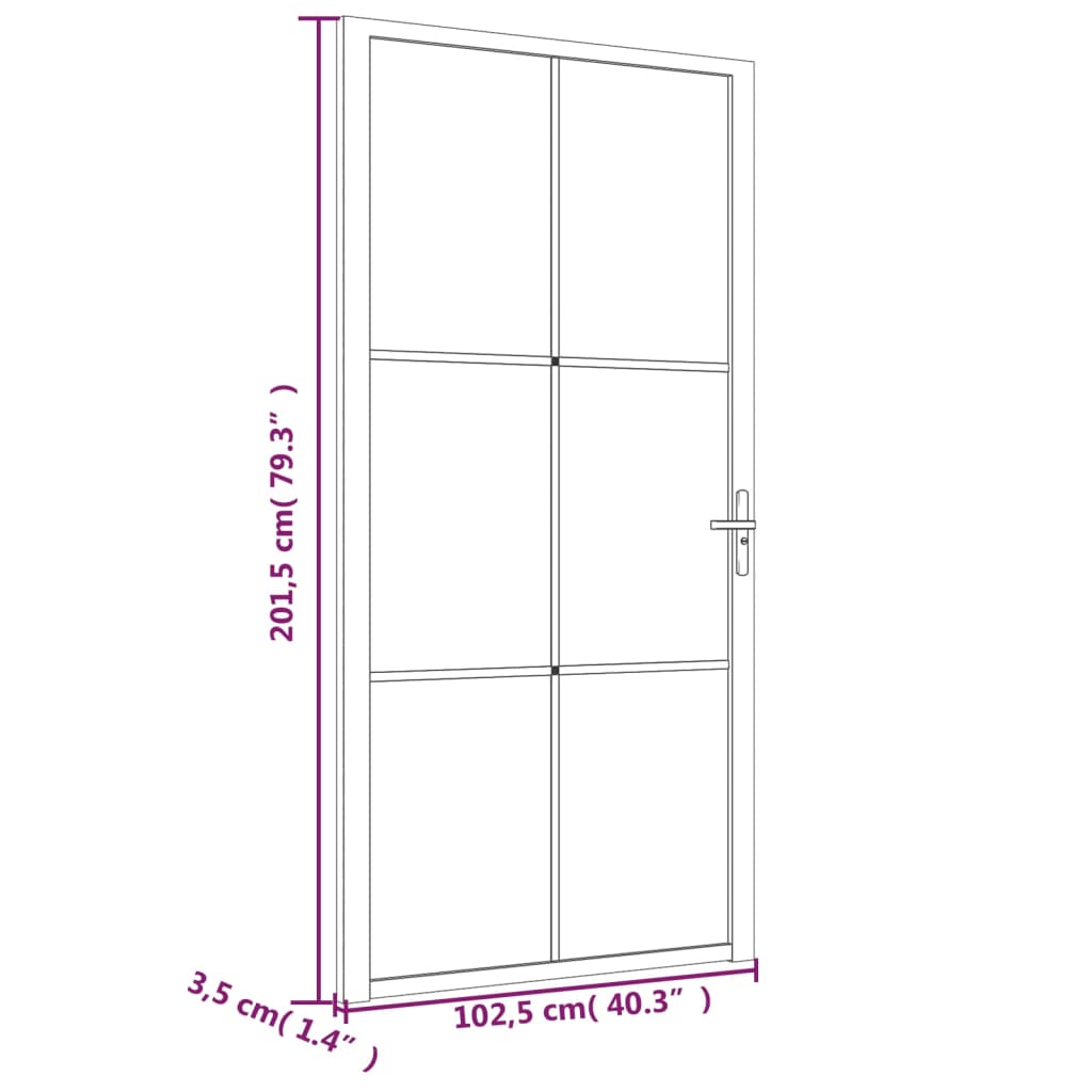 Binnendeur 102,5x201,5 cm ESG-glas en aluminium wit