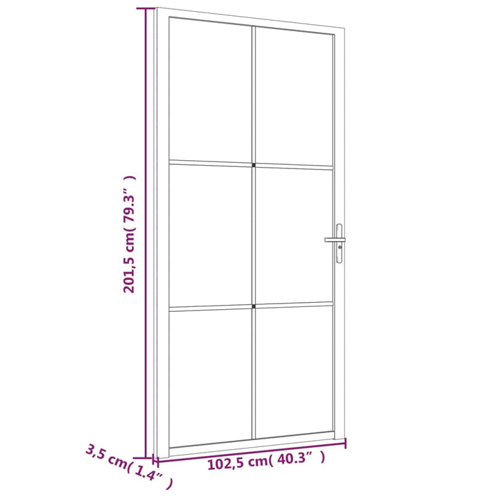 Binnendeur 102,5x201,5 cm ESG-glas en aluminium wit