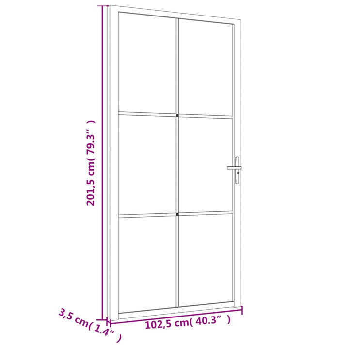 Binnendeur 102,5x201,5 cm ESG-glas en aluminium wit