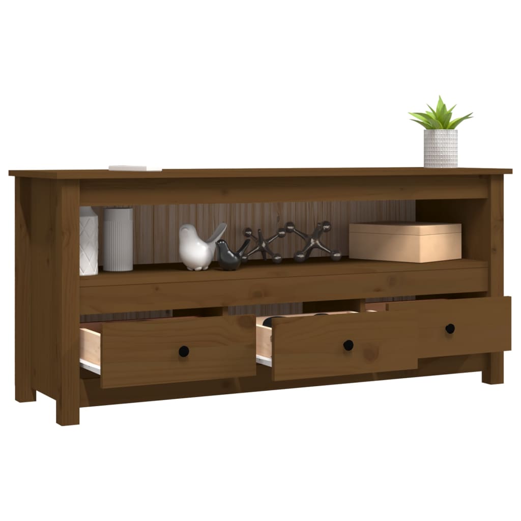 Tv-meubel 114x35x52 cm massief grenenhout honingbruin