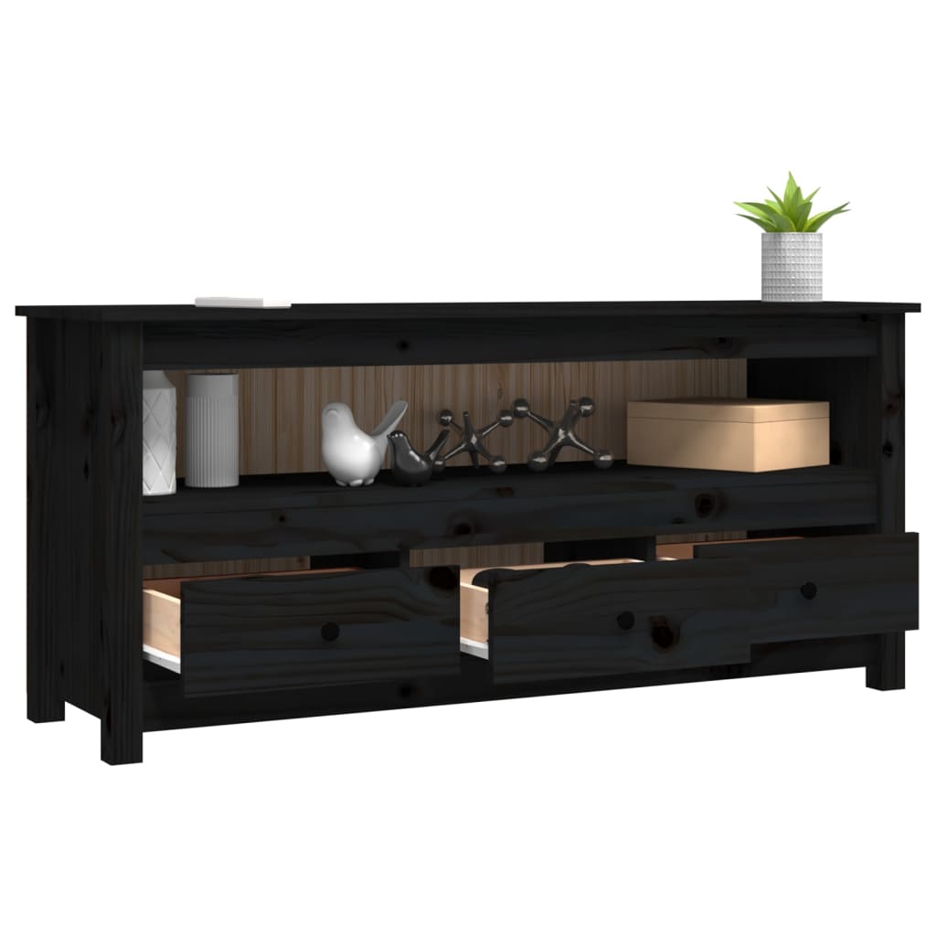 Tv-meubel 114x35x52 cm massief grenenhout zwart