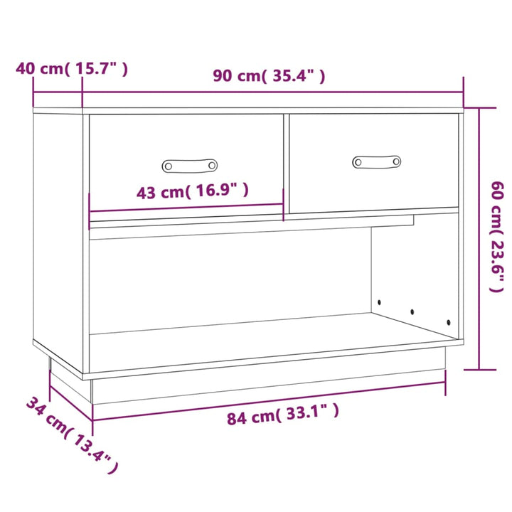 Tv-meubel 90x40x60 cm massief grenenhout honingbruin