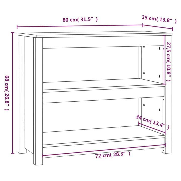 Boekenkast 80x35x68 cm massief grenenhout grijs