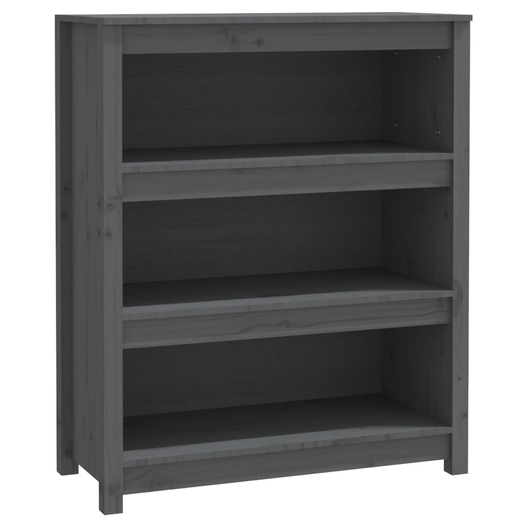 Boekenkast 80x35x97 cm massief grenenhout grijs