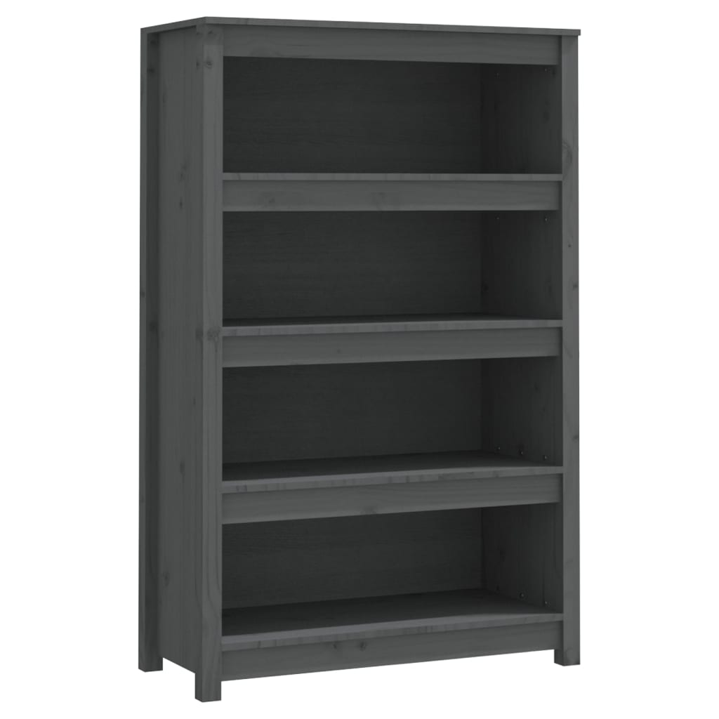 Boekenkast 80x35x126 cm massief grenenhout grijs