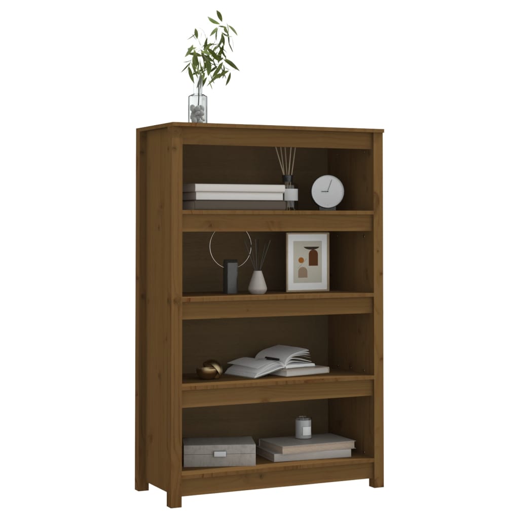 Boekenkast 80x35x126 cm massief grenenhout honingbruin