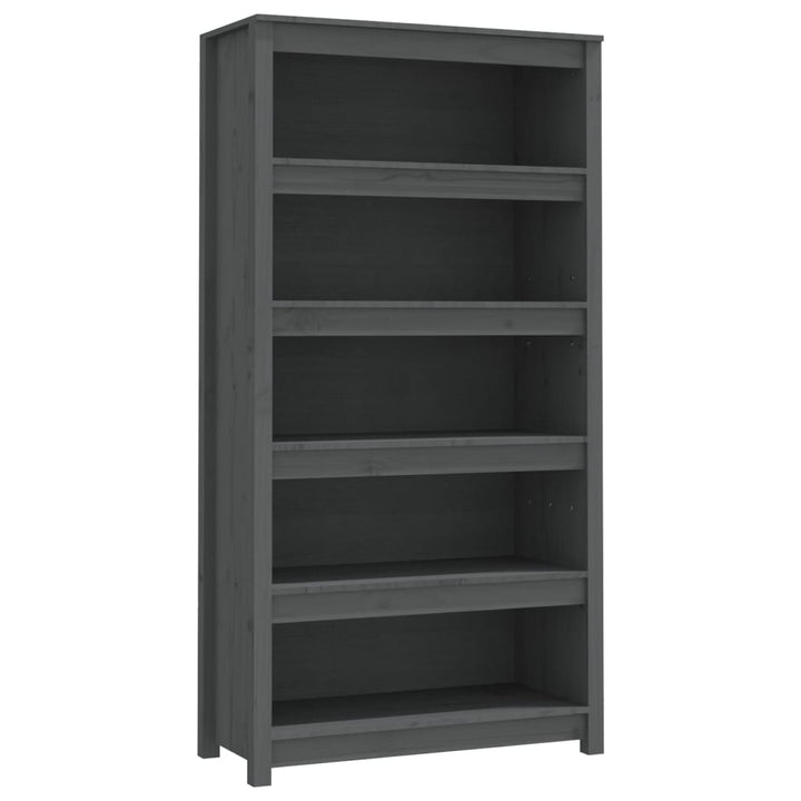 Boekenkast 80x35x154 cm massief grenenhout grijs