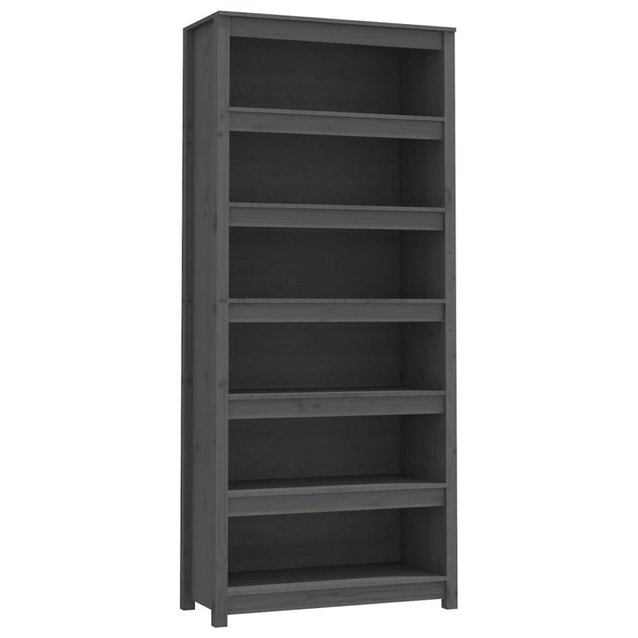 Boekenkast 80x35x183 cm massief grenenhout grijs