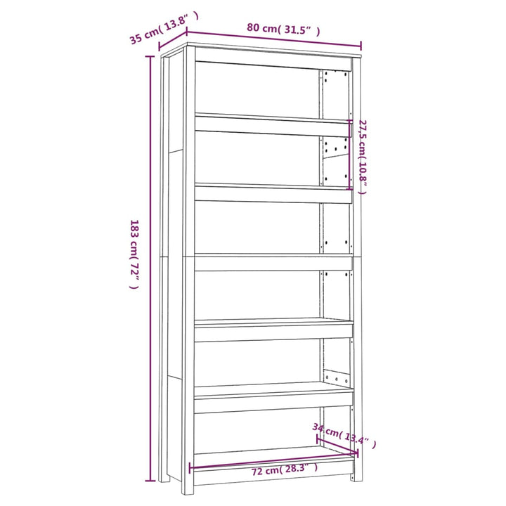 Boekenkast 80x35x183 cm massief groenenhout grijs