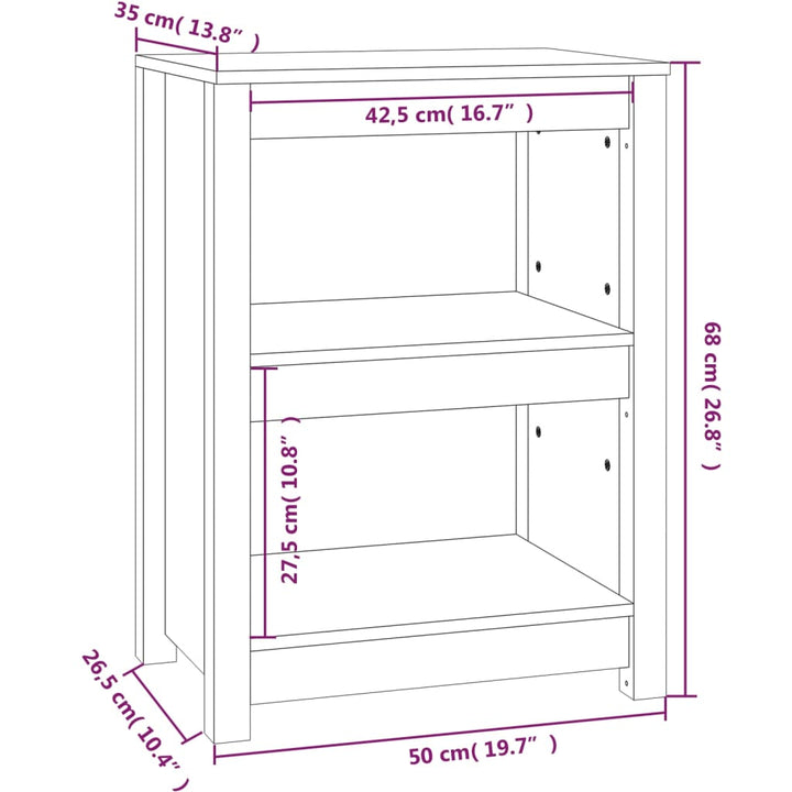 Boekenkast 50x35x68 cm massief grenenhout wit