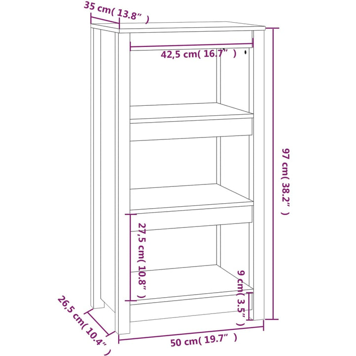 Boekenkast 50x35x97 cm massief groenenhout wit