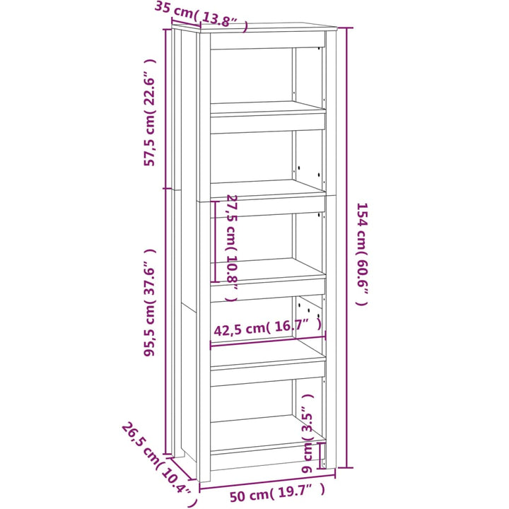 Boekenkast 50x35x154 cm massief groenenhout