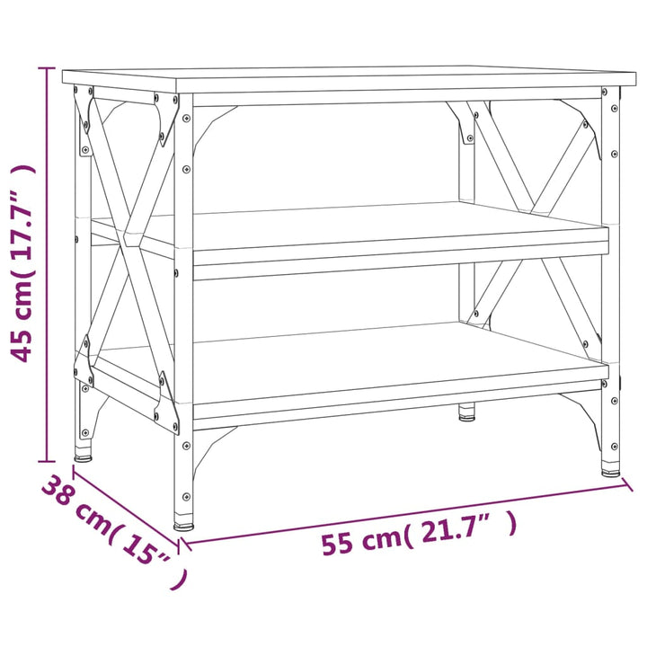 Bijzettafel 55x38x45 cm bewerkt hout bruinikenkleurig