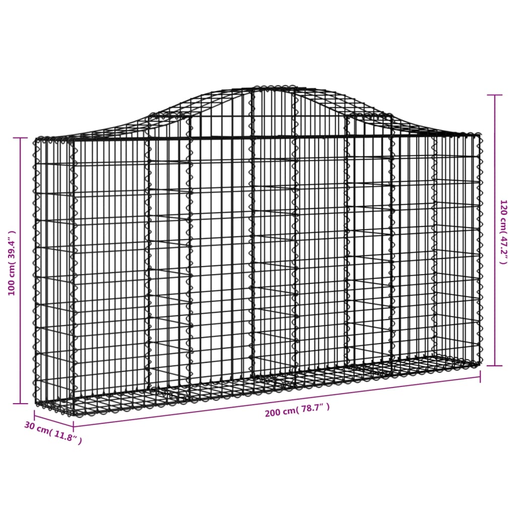 Schanskorven 2 st gewelfd 200x30x100/120 cm ijzer