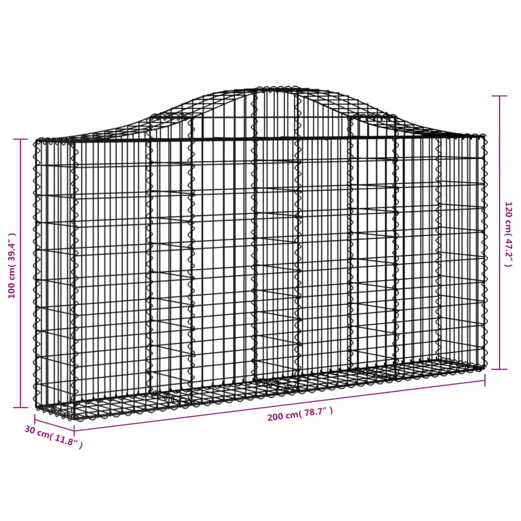 Schanskorven 5 st gewelfd 200x30x100/120 cm ijzer