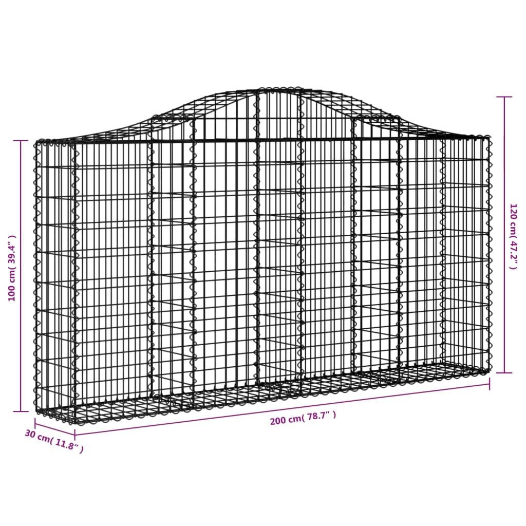 Schanskorven 25 st gewelfd 200x30x100/120 cm ijzer