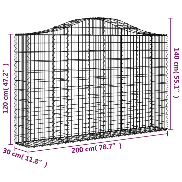 Schanskorven 3 st gewelfd 200x30x120/140 cm ijzer