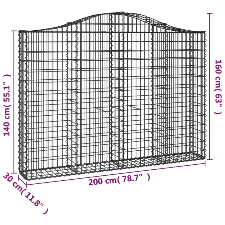 Schanskorven 2 st gewelfd 200x30x140/160 cm ijzer