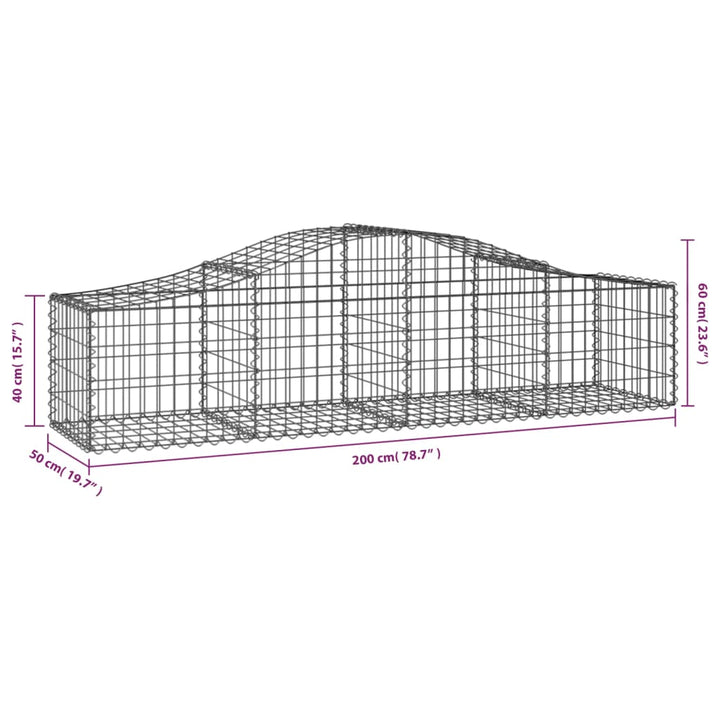 Schanskorven 7 st gewelfd 200x50x40/60 cm gegalvaniseerd ijzer