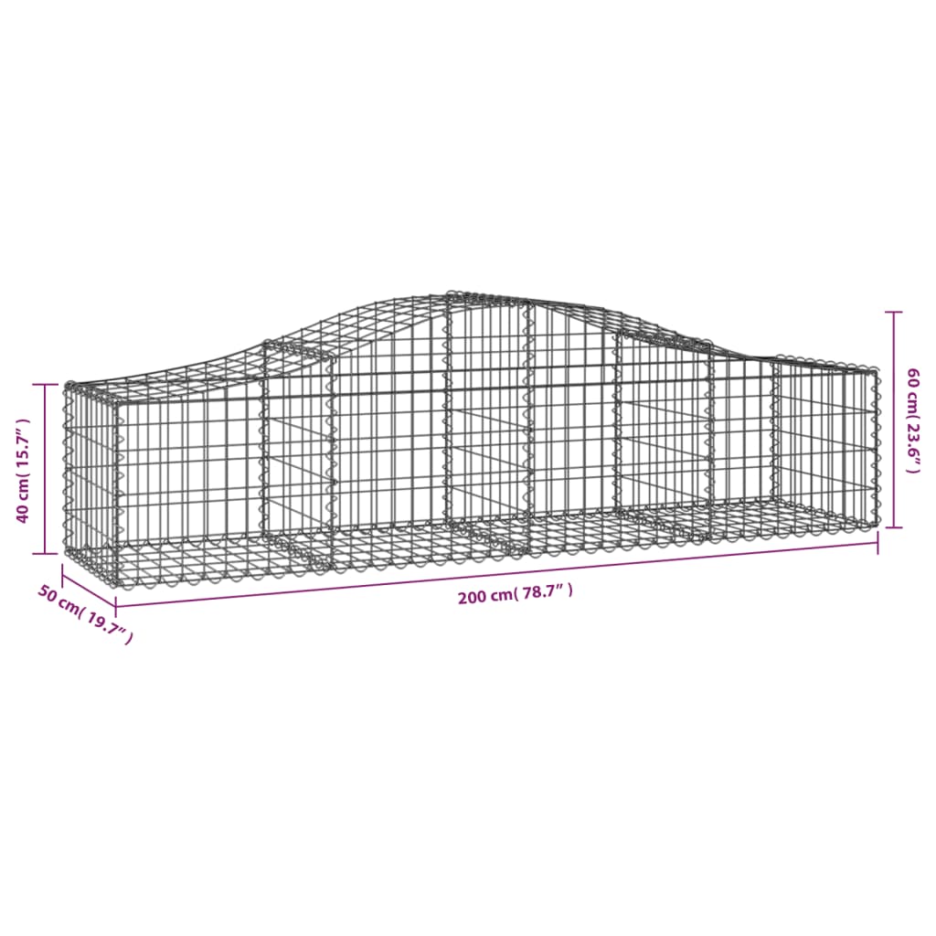 Schanskorven 14 st gewelfd 200x50x40/60 cm gegalvaniseerd ijzer