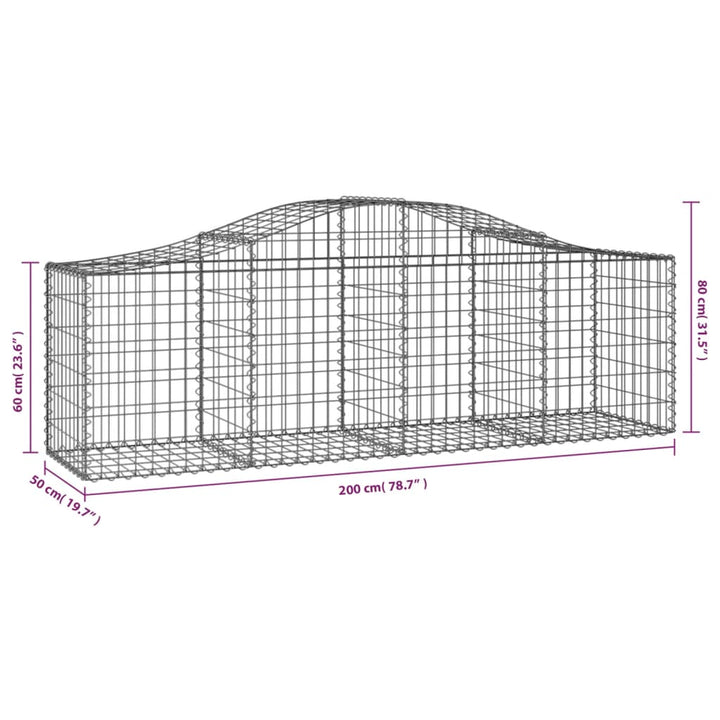 Schanskorven 11 st gewelfd 200x50x60/80 cm gegalvaniseerd ijzer