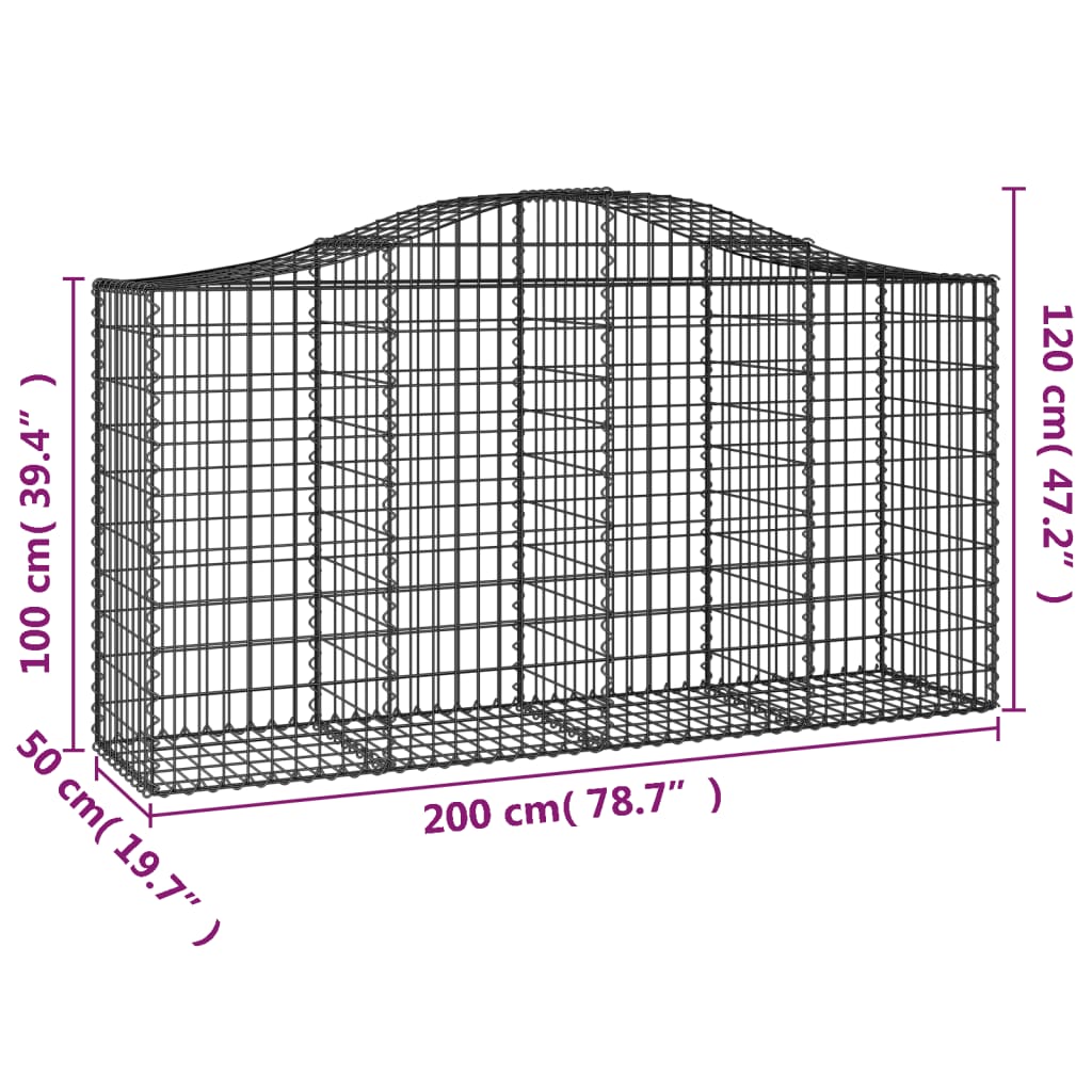 Schanskorven 30 st gewelfd 200x50x100/120 cm ijzer