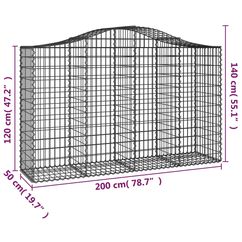 Schanskorven 3 st gewelfd 200x50x120/140 cm ijzer