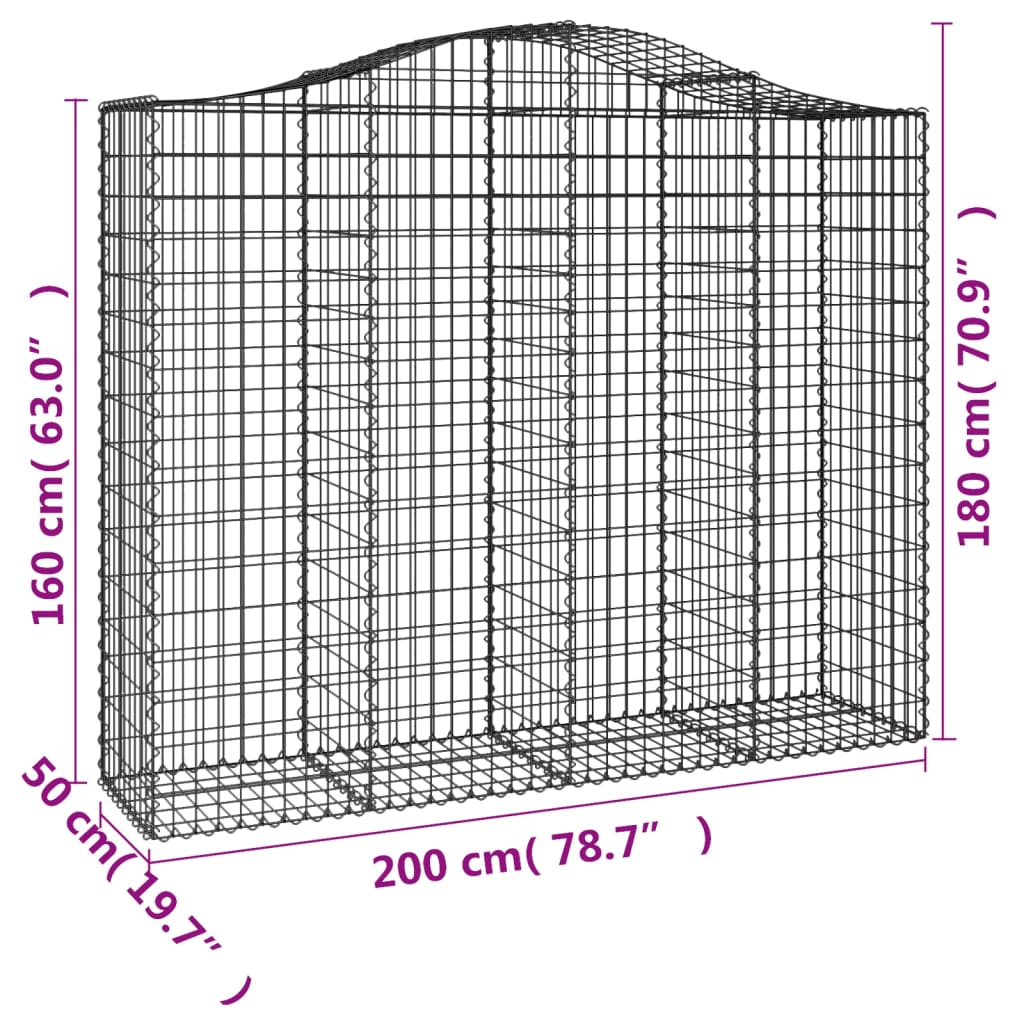 Schanskorven 6 st gewelfd 200x50x160/180 cm ijzer