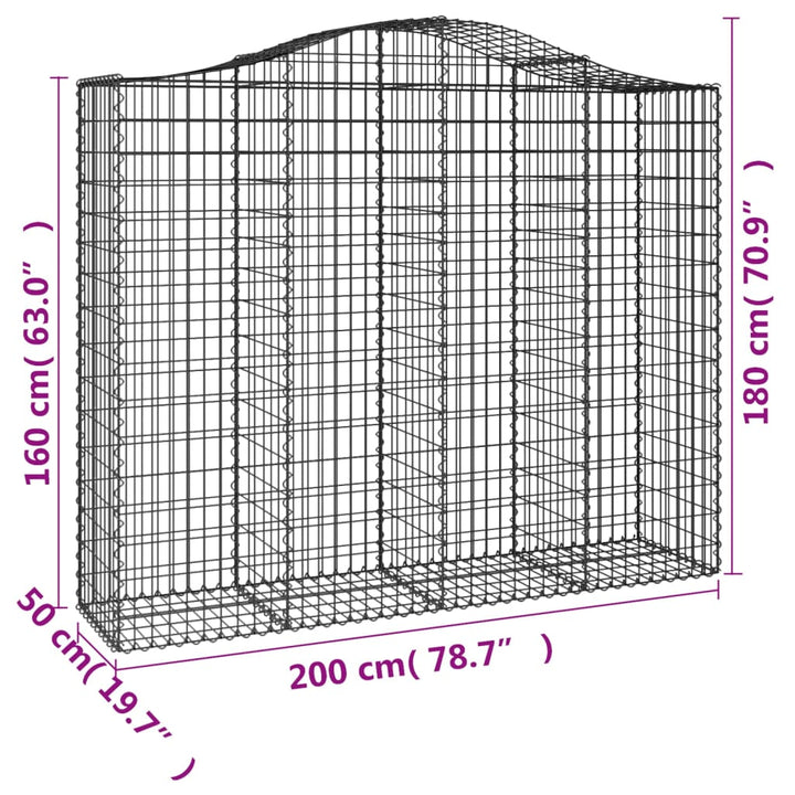 Schanskorven 6 st gewelfd 200x50x160/180 cm ijzer