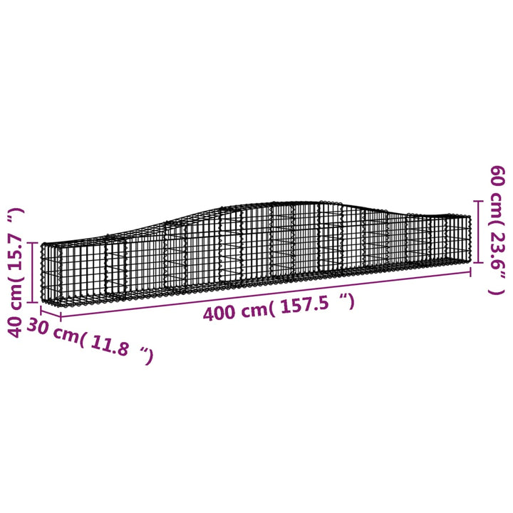 Schanskorven 3 st gewelfd 400x30x40/60 cm ijzer