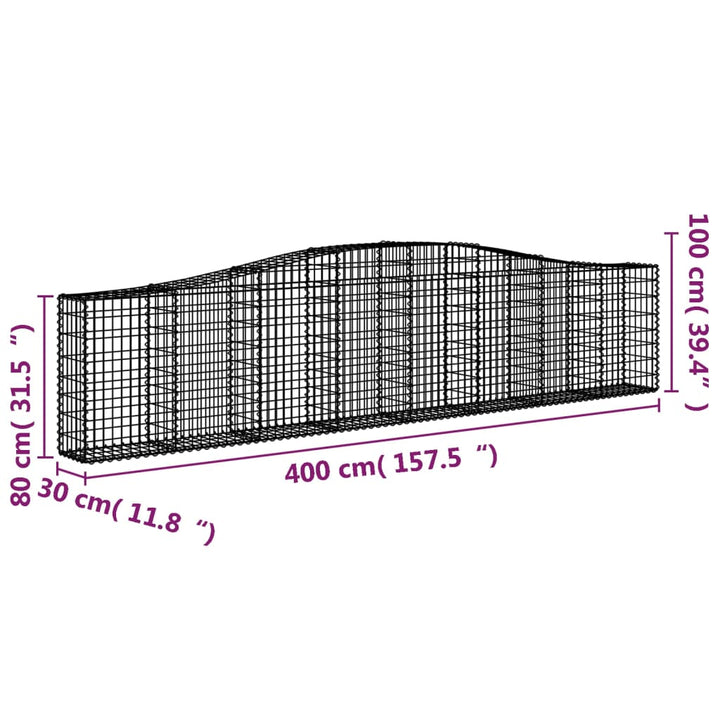 Schanskorven 10 st gewelfd 400x30x80/100 cm ijzer