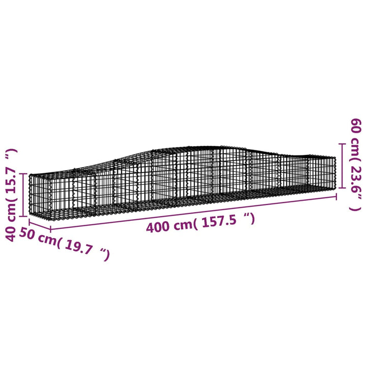 Schanskorven 6 st gewelfd 400x50x40/60 cm ijzer