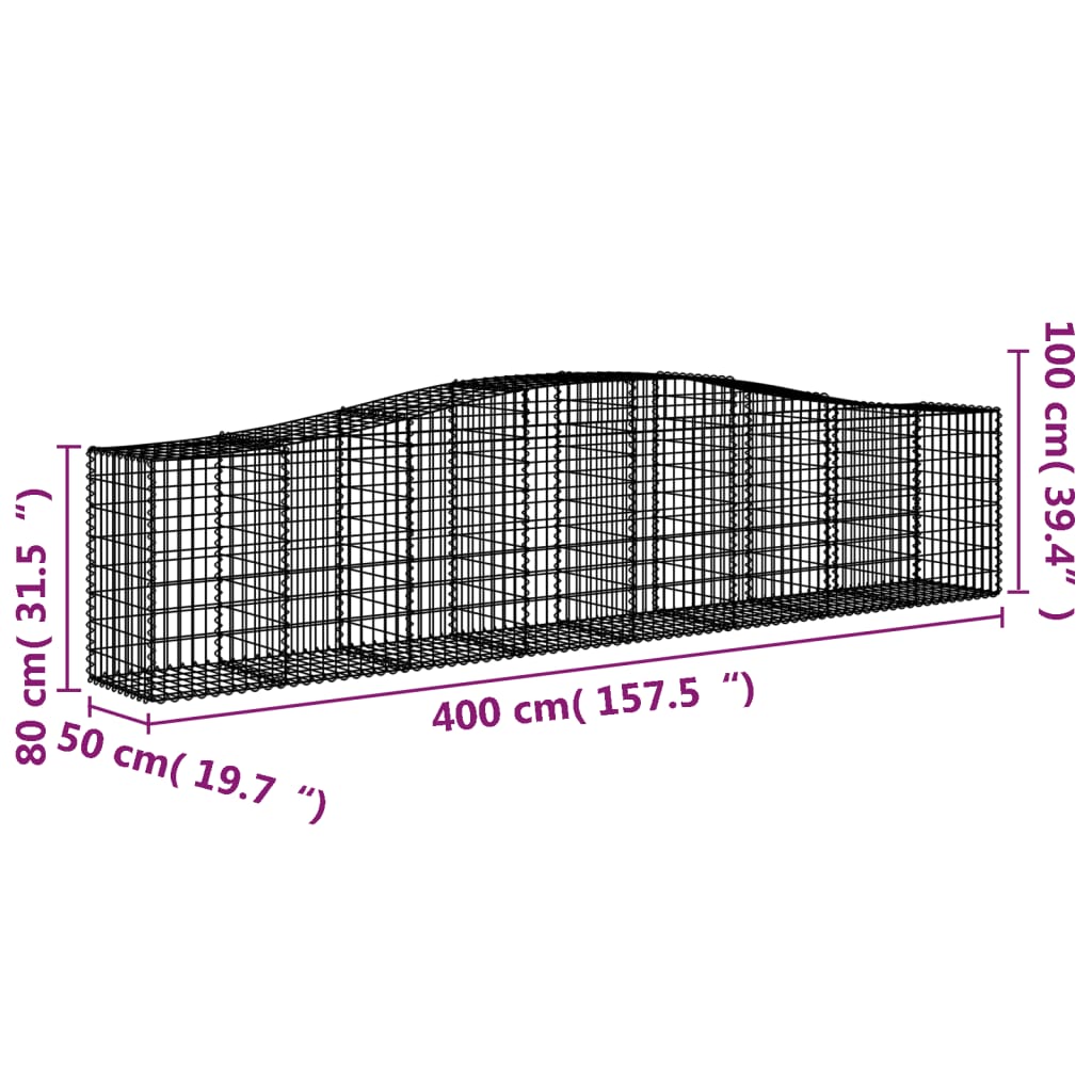 Schanskorven 10 st gewelfd 400x50x80/100 cm ijzer