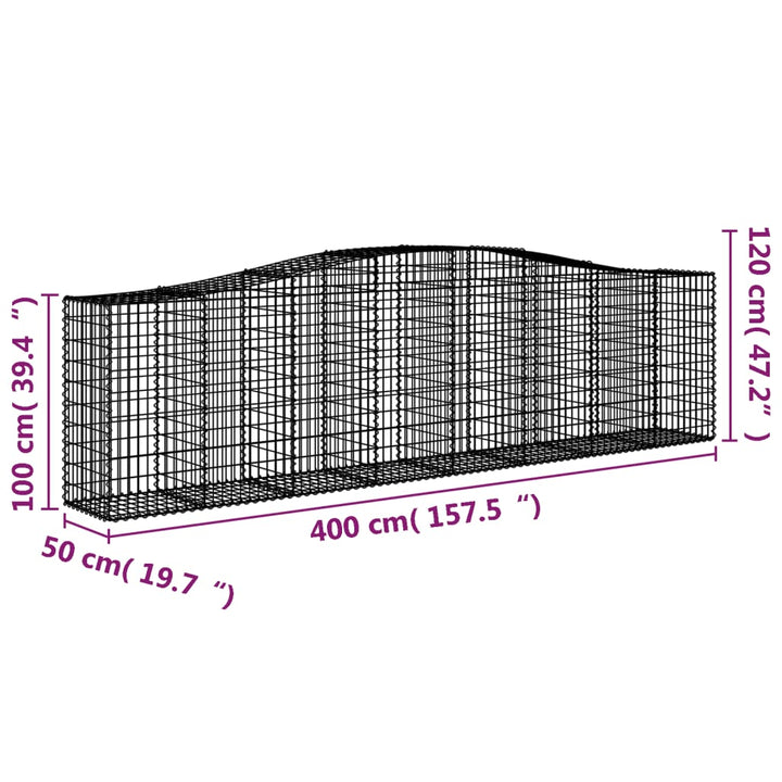 Schanskorven 3 st gewelfd 400x50x100/120 cm ijzer