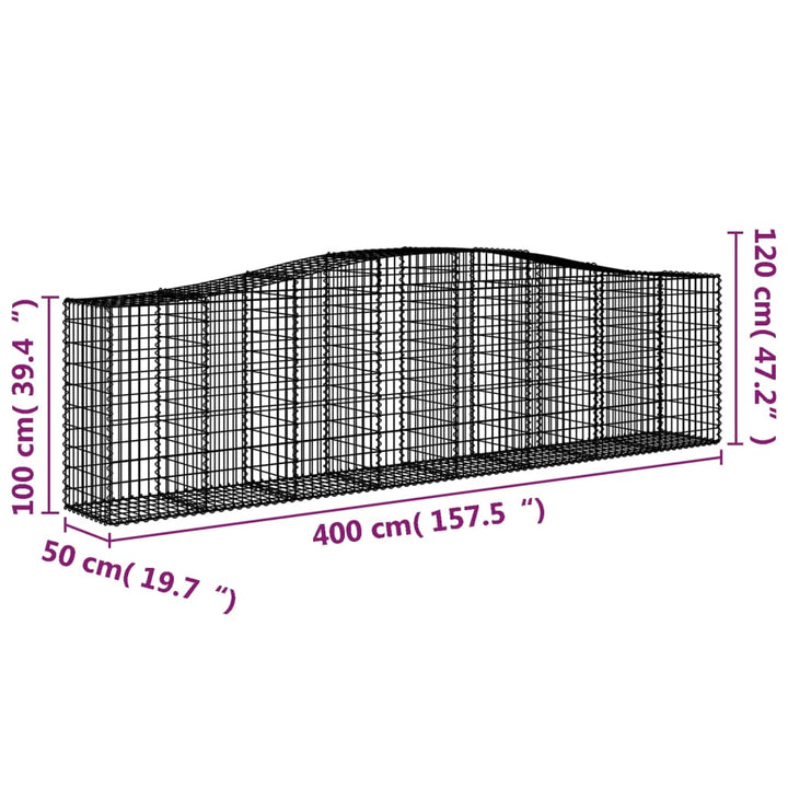 Schanskorven 6 st gewelfd 400x50x100/120 cm ijzer