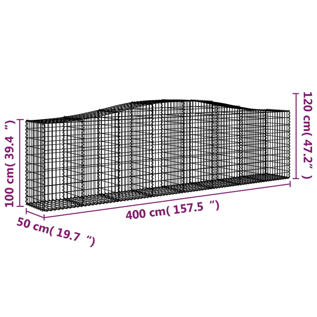 Schanskorven 9 st gewelfd 400x50x100/120 cm ijzer