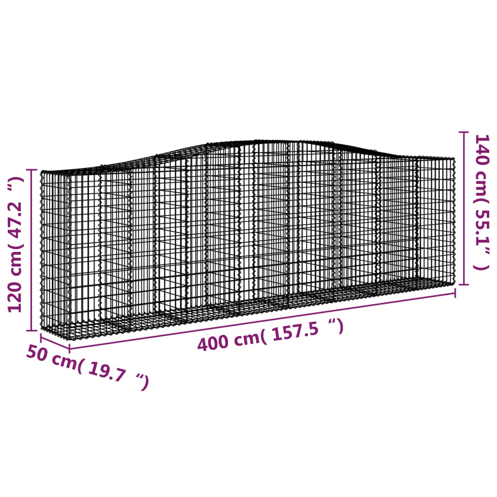 Schanskorven 5 st gewelfd 400x50x120/140 cm ijzer