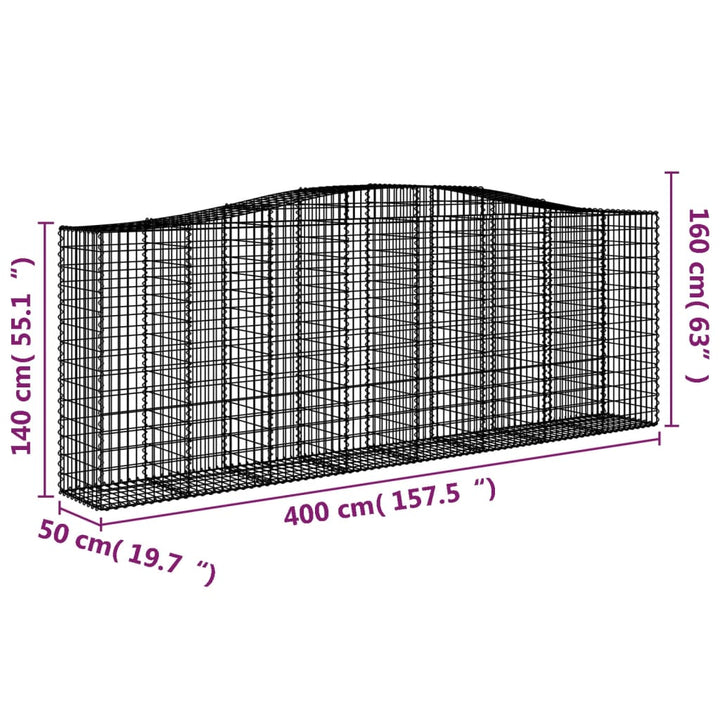 Schanskorven 7 st gewelfd 400x50x140/160 cm ijzer