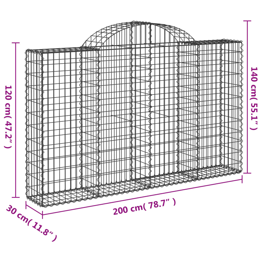 Schanskorven 8 st gewelfd 200x30x120/140 cm ijzer