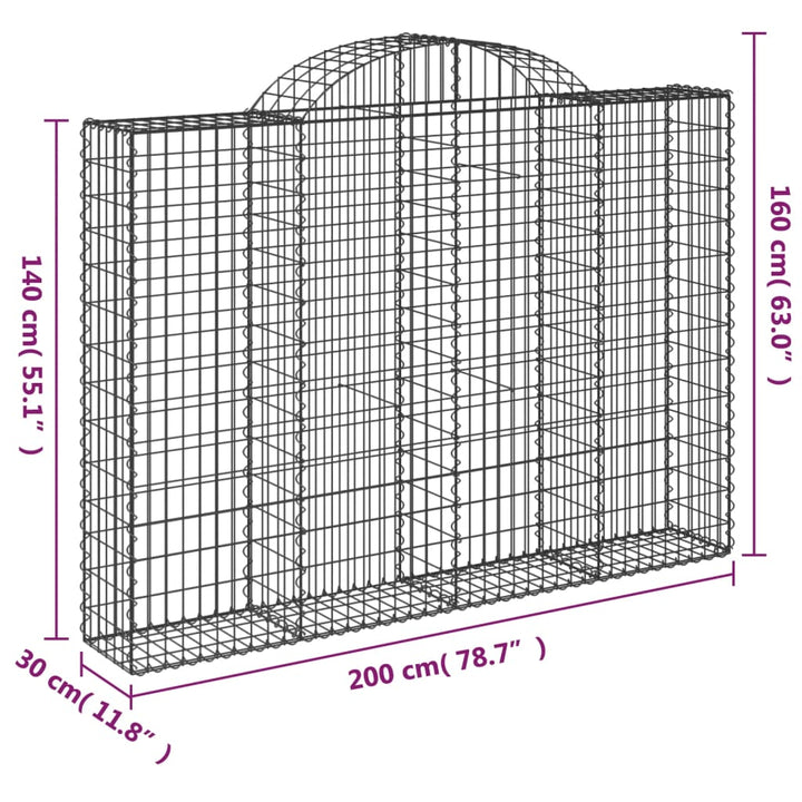 Schanskorven 2 st gewelfd 200x30x140/160 cm ijzer