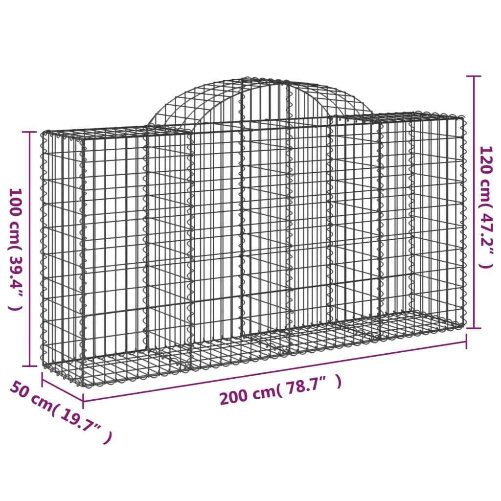 Schanskorven 5 st gewelfd 200x50x100/120 cm ijzer