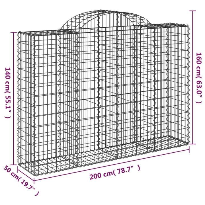 Schanskorven 9 st gewelfd 200x50x140/160 cm ijzer