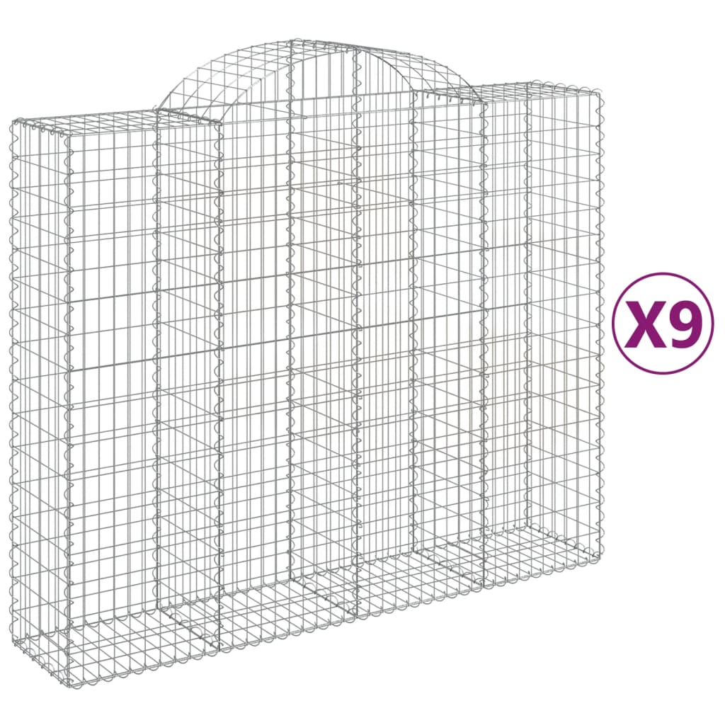 Schanskorven 9 st gewelfd 200x50x160/180 cm ijzer