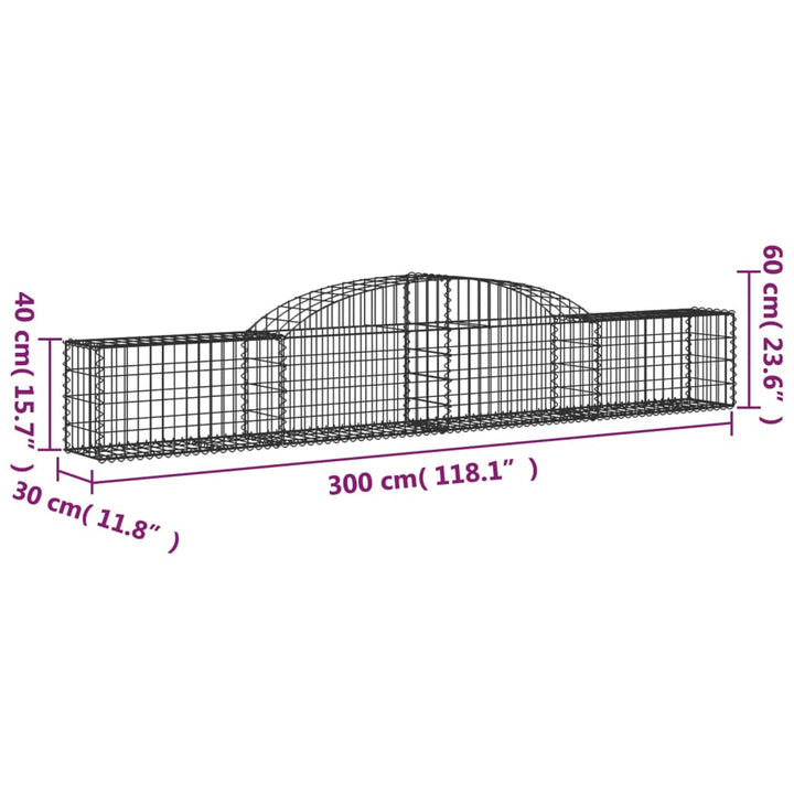 Schanskorven 8 st gewelfd 300x30x40/60 cm ijzer