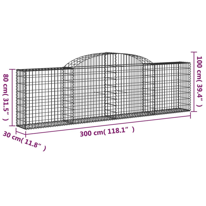 Schanskorven 11 st gewelfd 300x30x80/100 cm ijzer