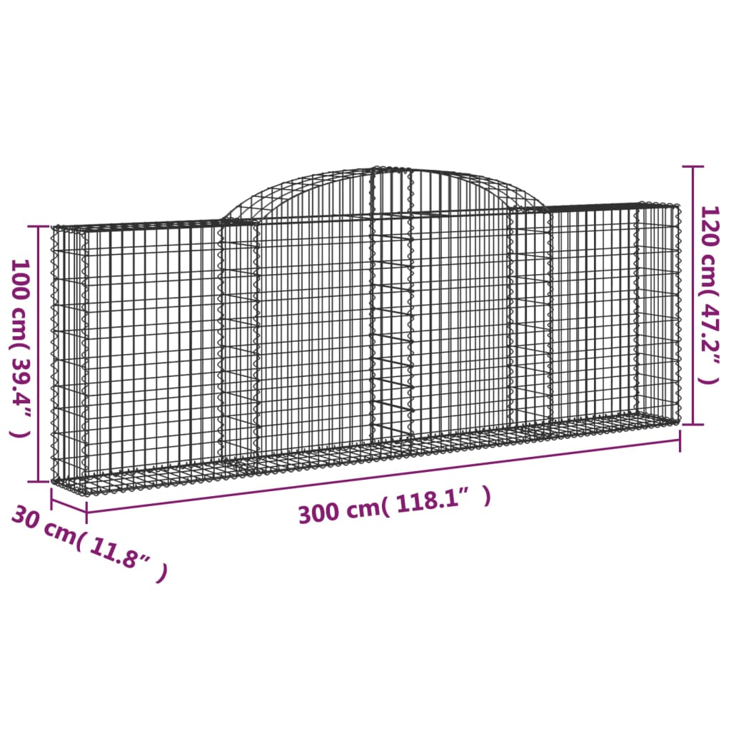 Schanskorven 7 st gewelfd 300x30x100/120 cm ijzer