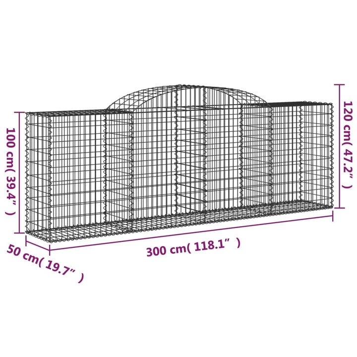 Schanskorven 2 st gewelfd 300x50x80/120 cm ijzer