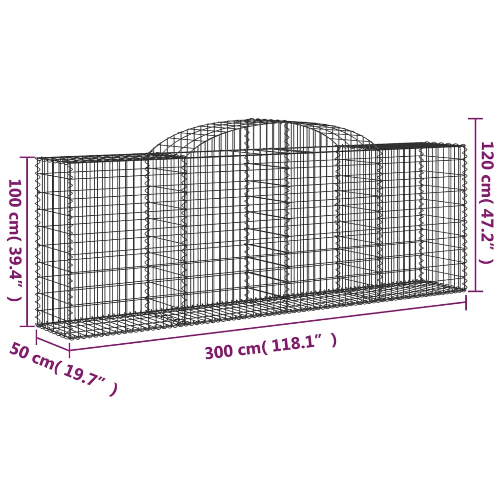 Schanskorven 7 st gewelfd 300x50x100/120 cm ijzer