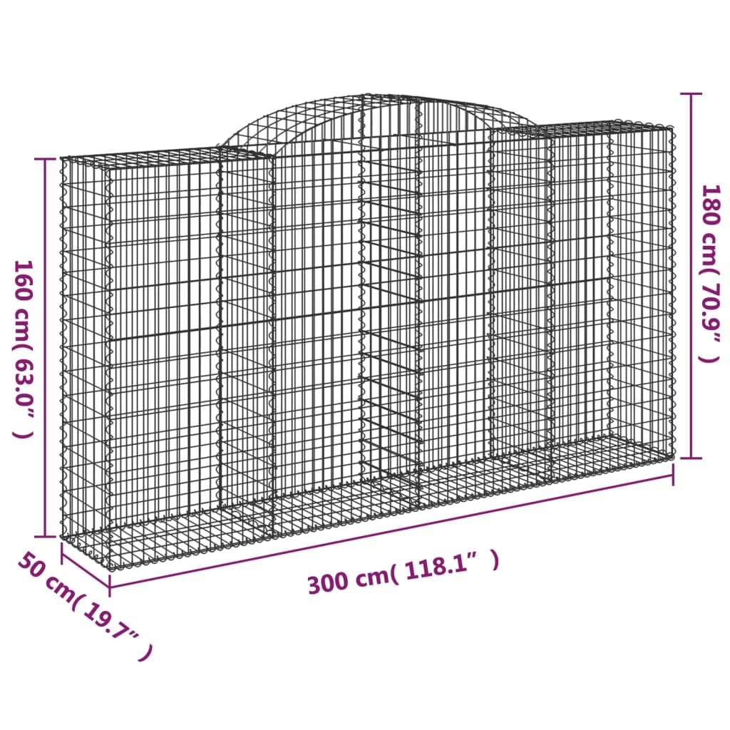 Schanskorven 9 st gewelfd 300x50x160/180 cm ijzer